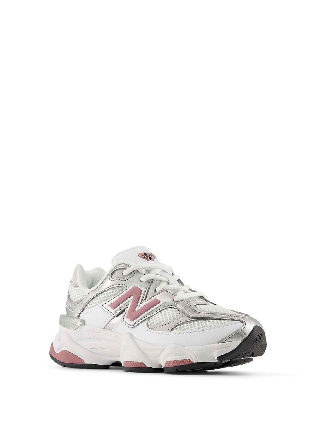 New Balance 9060 sneakers kids bianco con logo rosa
