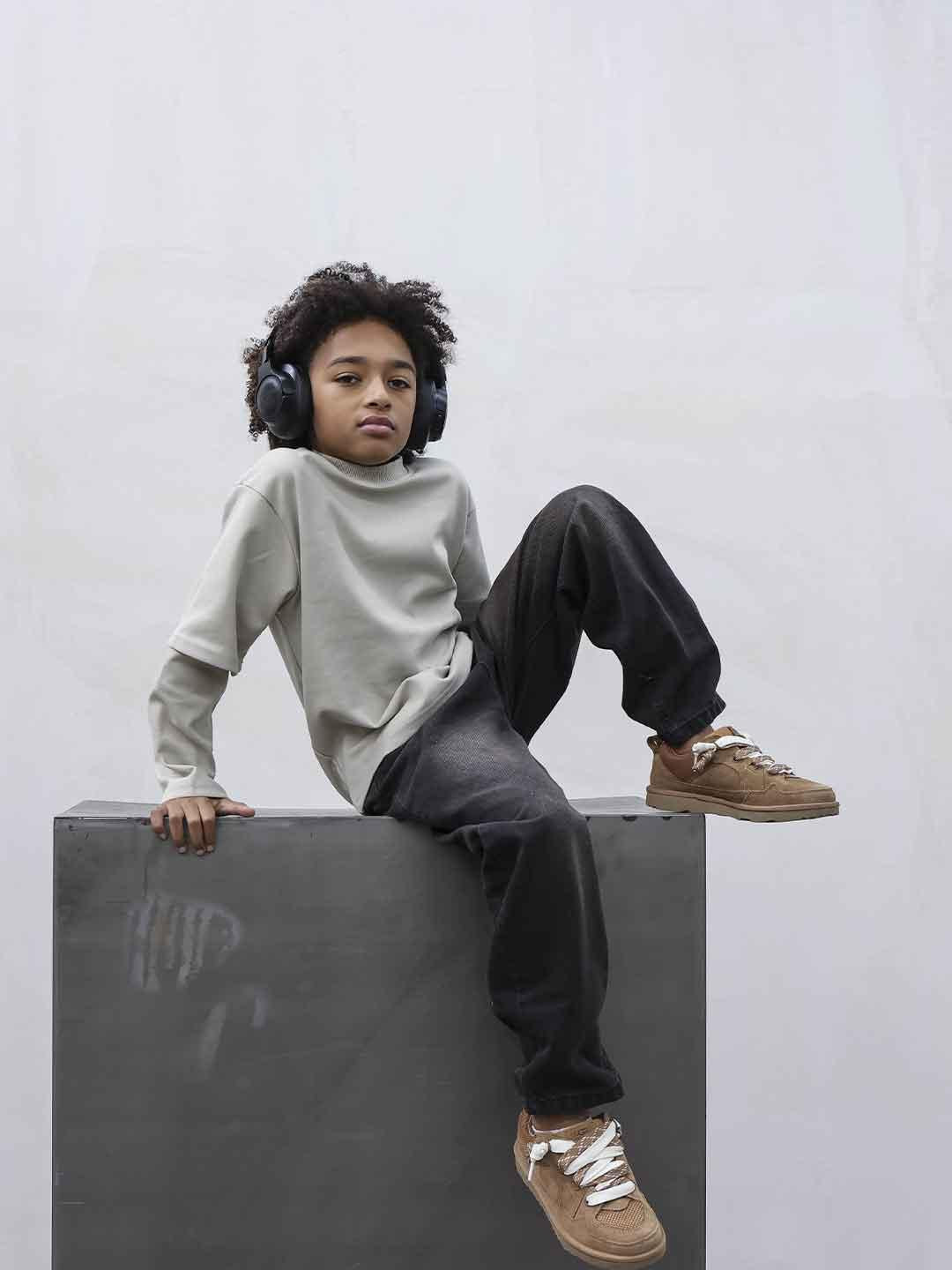 Present Day t-shirt kids beige manica lunga