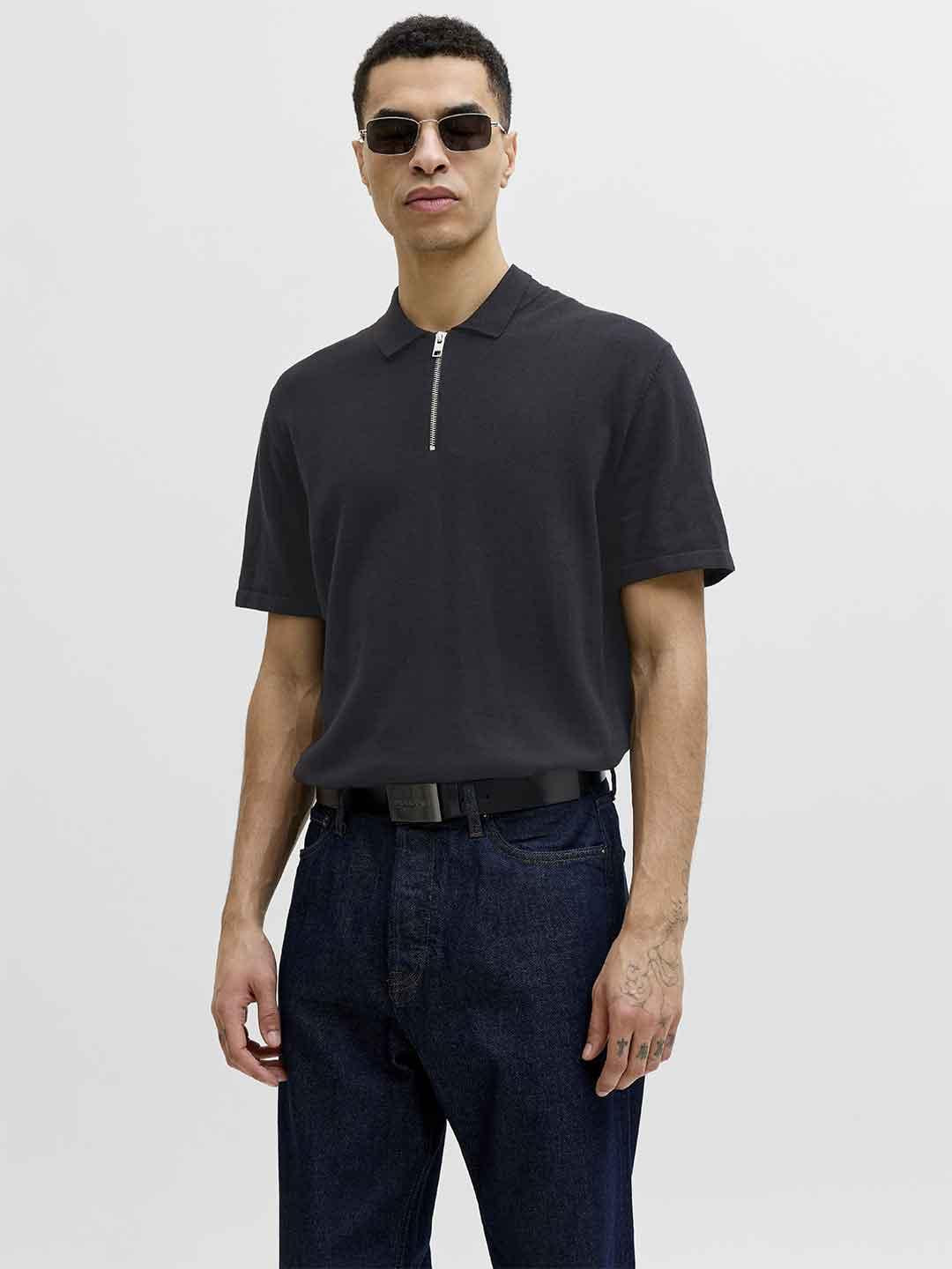 Jack & Jones polo nero con zip