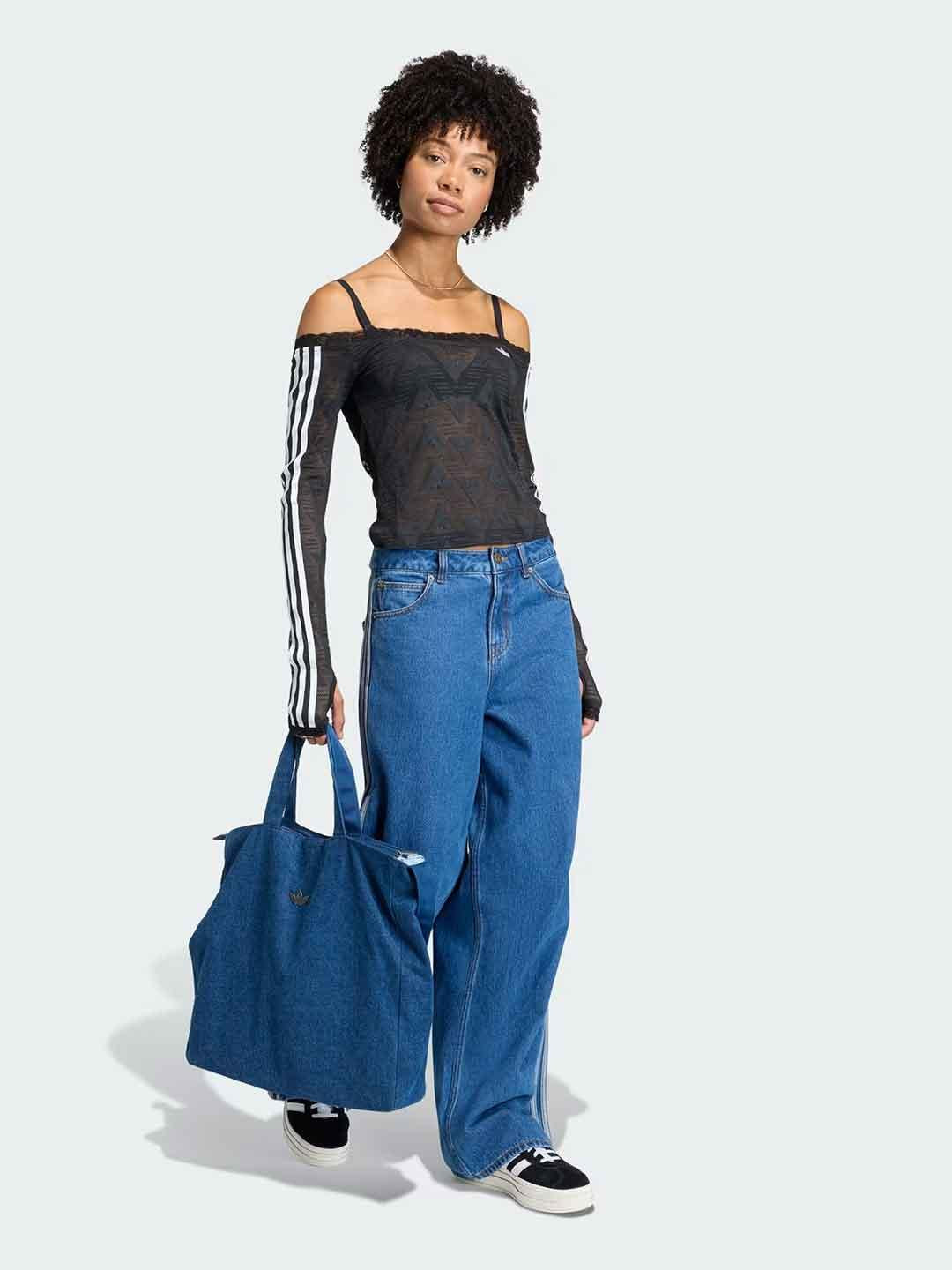 Adidas t-shirt nero in pizzo