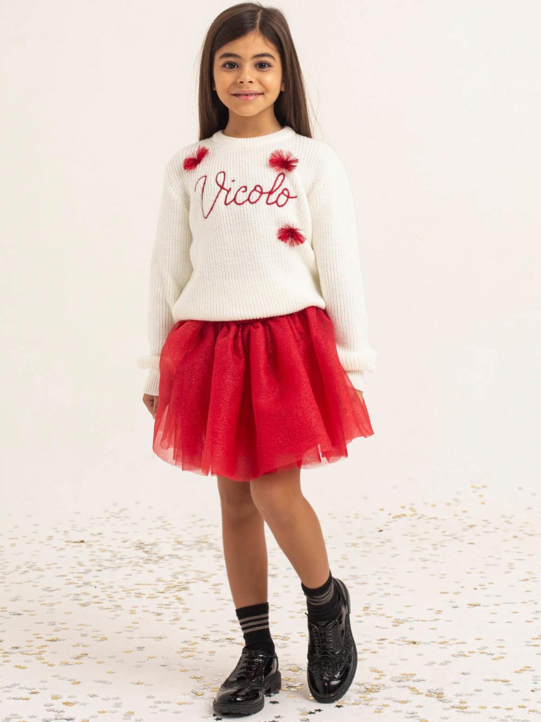 Vicolo kids minigonna toulle rosso glitterato