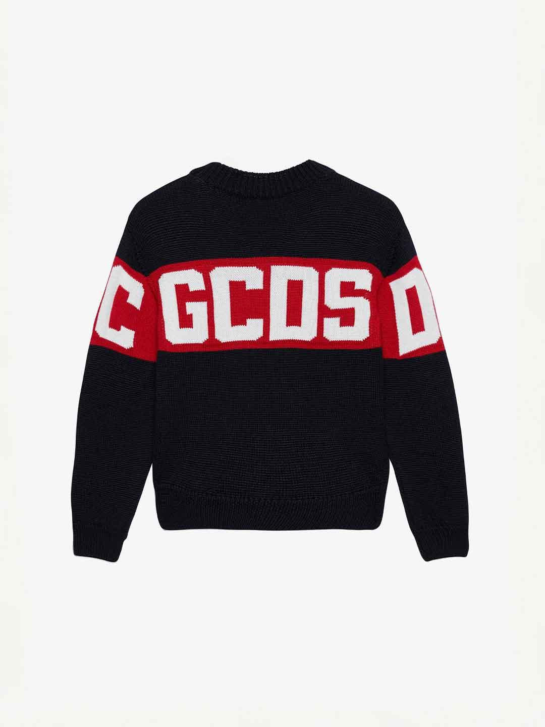 GCDS maglione kids nero con banda logo