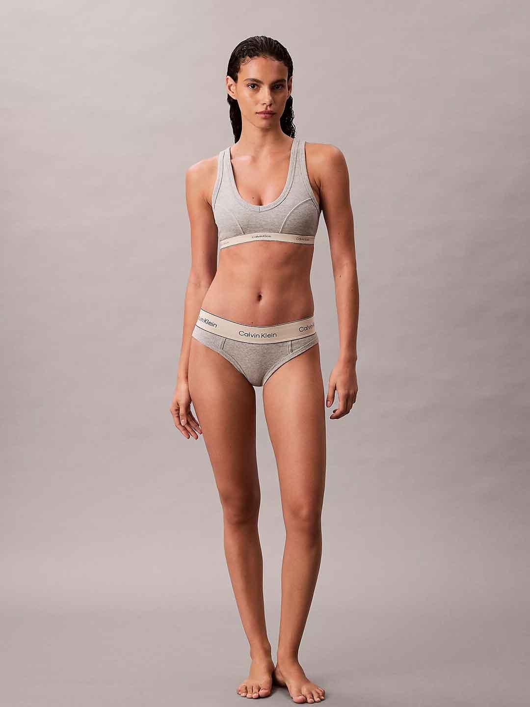 Calvin Klein slip grigio con elastico beige logato