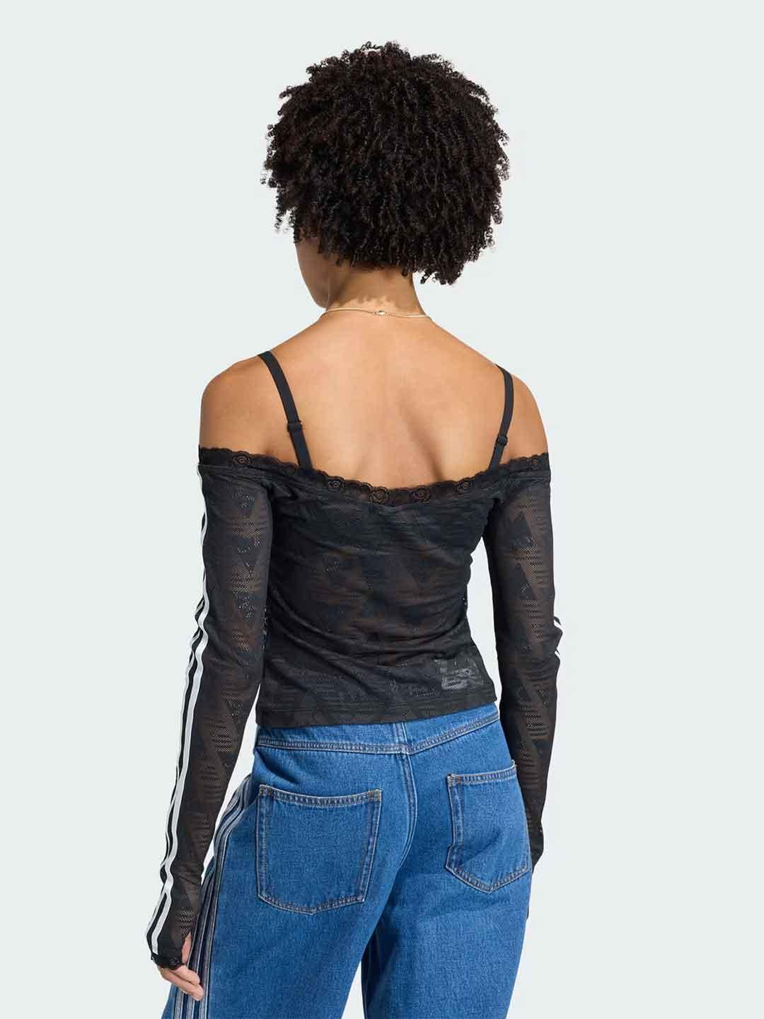 Adidas t-shirt nero in pizzo