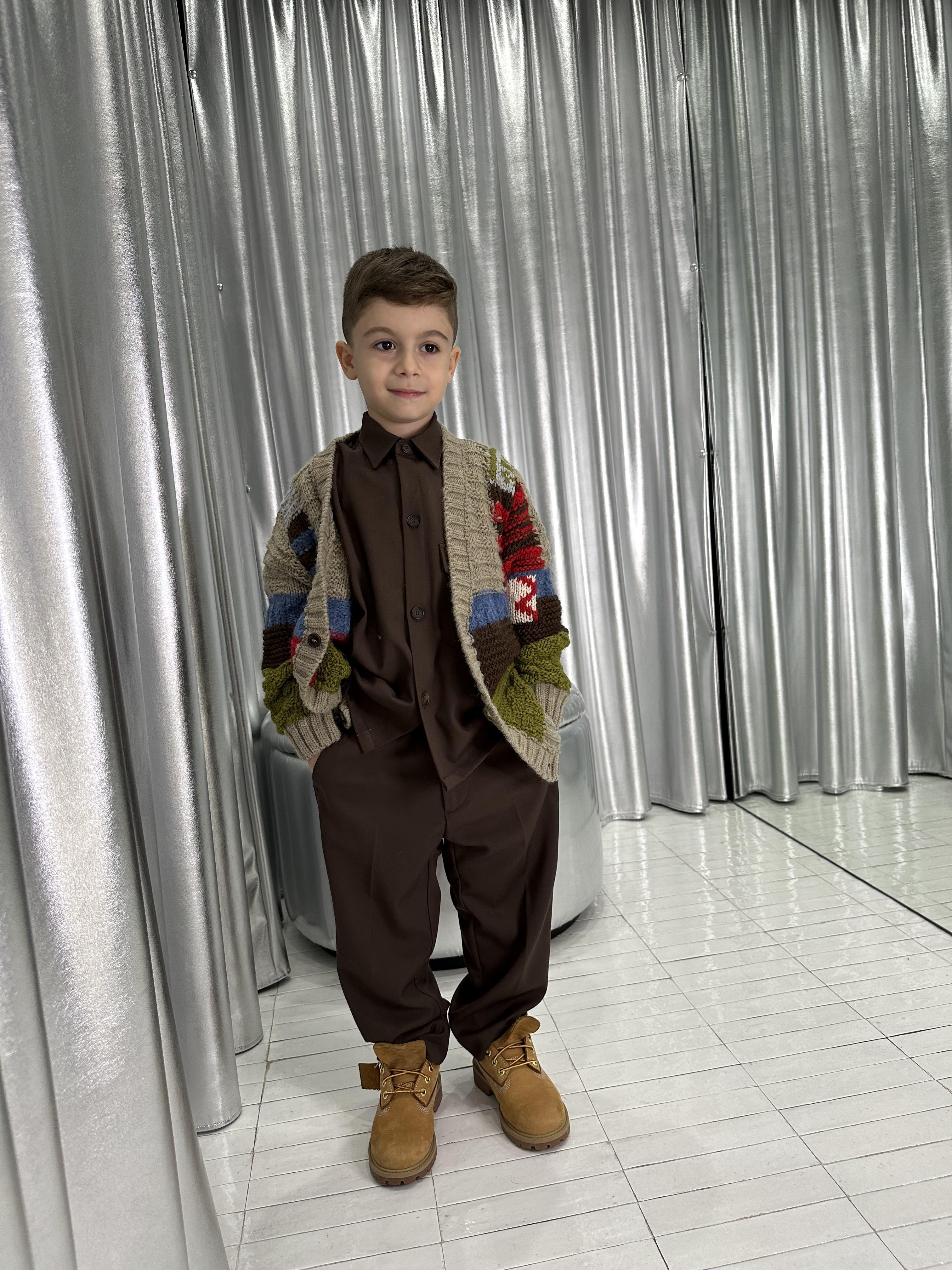 I'm Brian camicia kids marrone con taschino