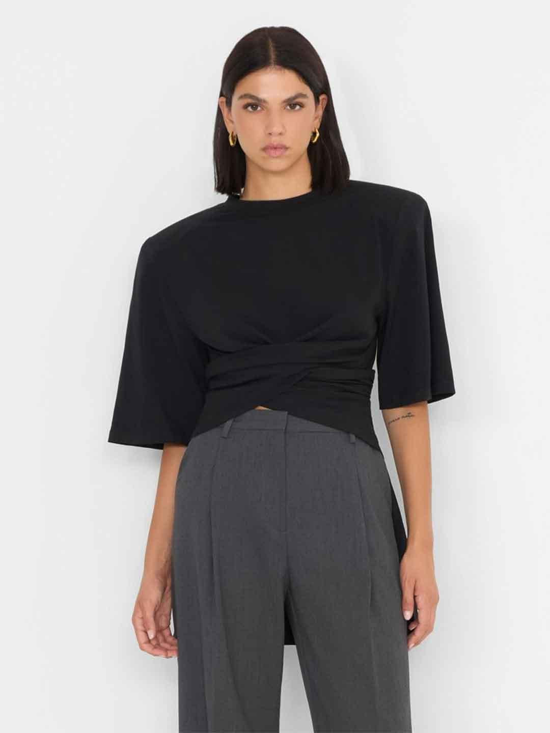 Silence Twisty t-shirt nero con spalline