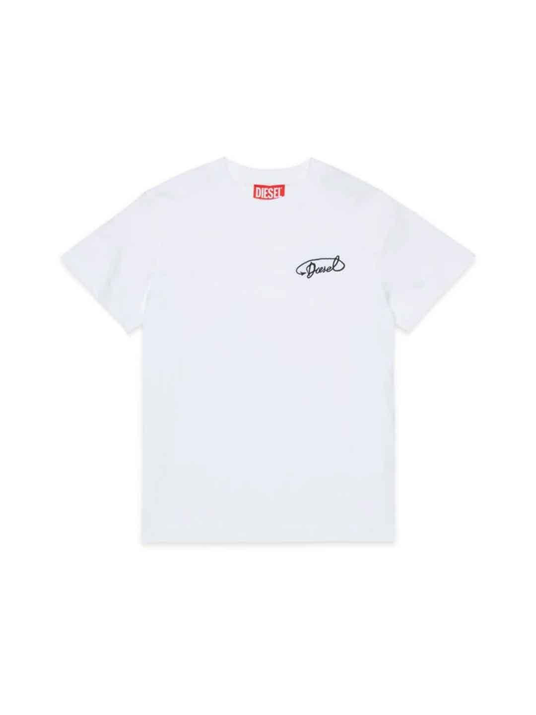 Diesel t-shirt kids bianco con logo ricamato