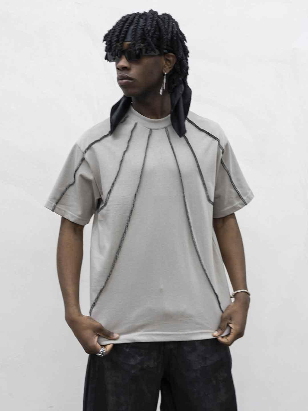 Present Day t-shirt beige con cuciture