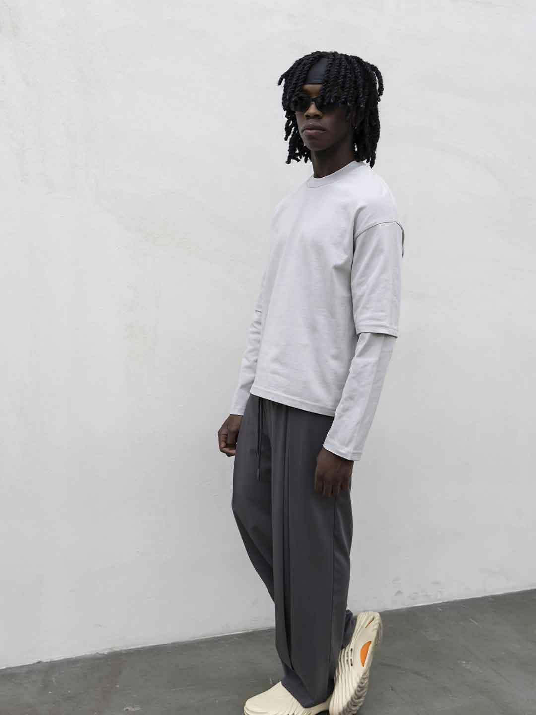 Present Day t-shirt grigio manica lunga