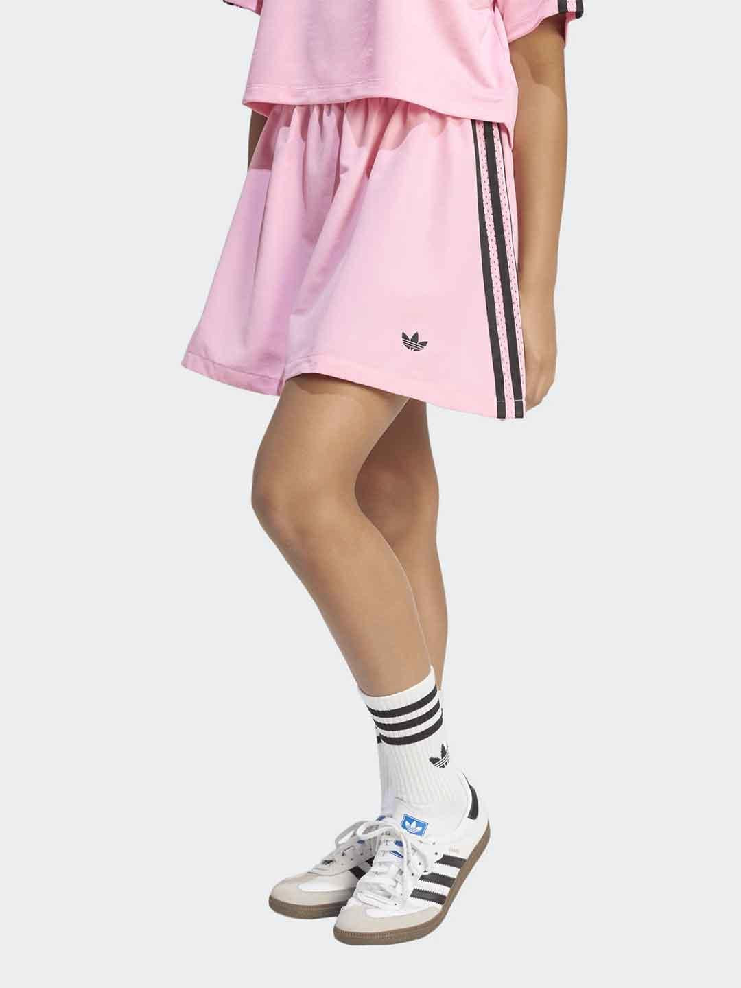 Adidas gonna kids rosa corta con bande nere