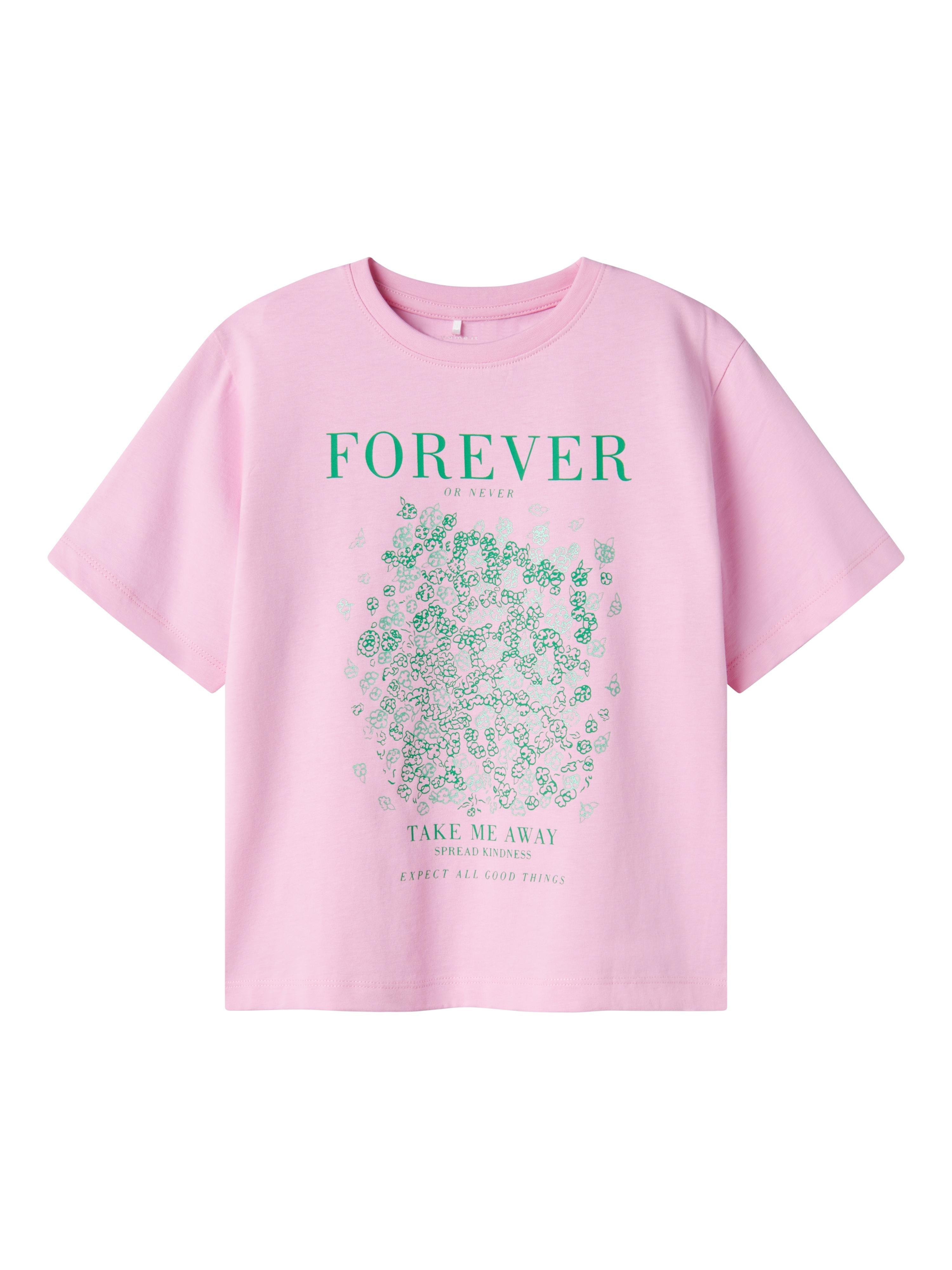 Name It t-shirt kids rosa con stampa verde