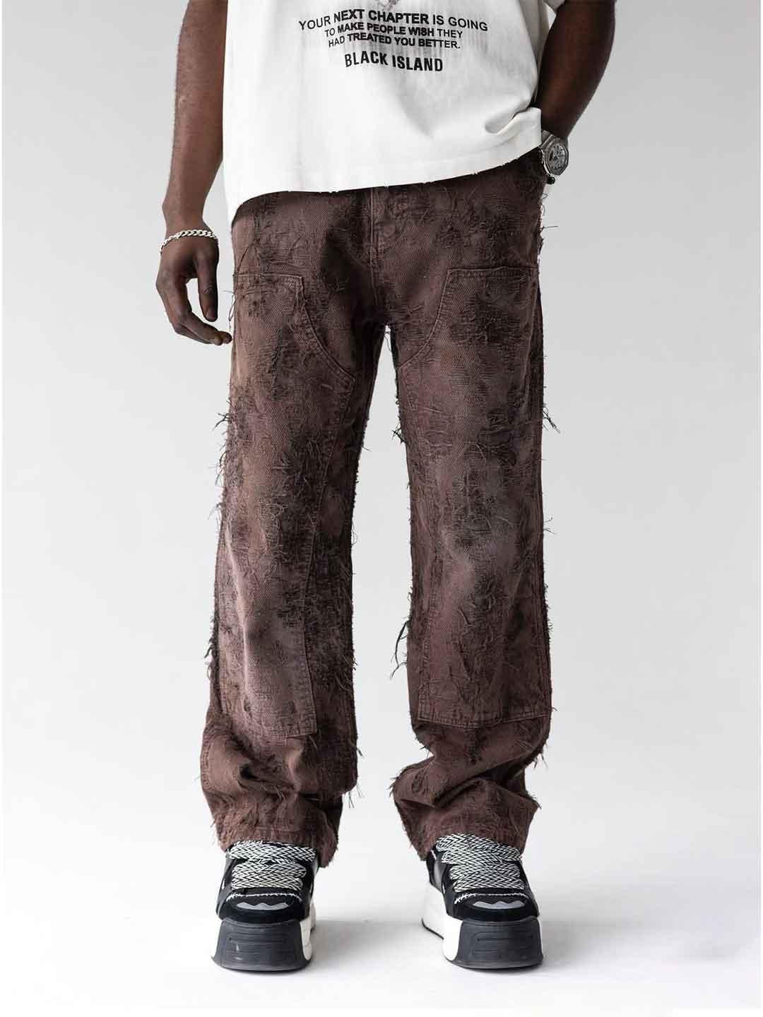 Black Island jeans marrone con strappi