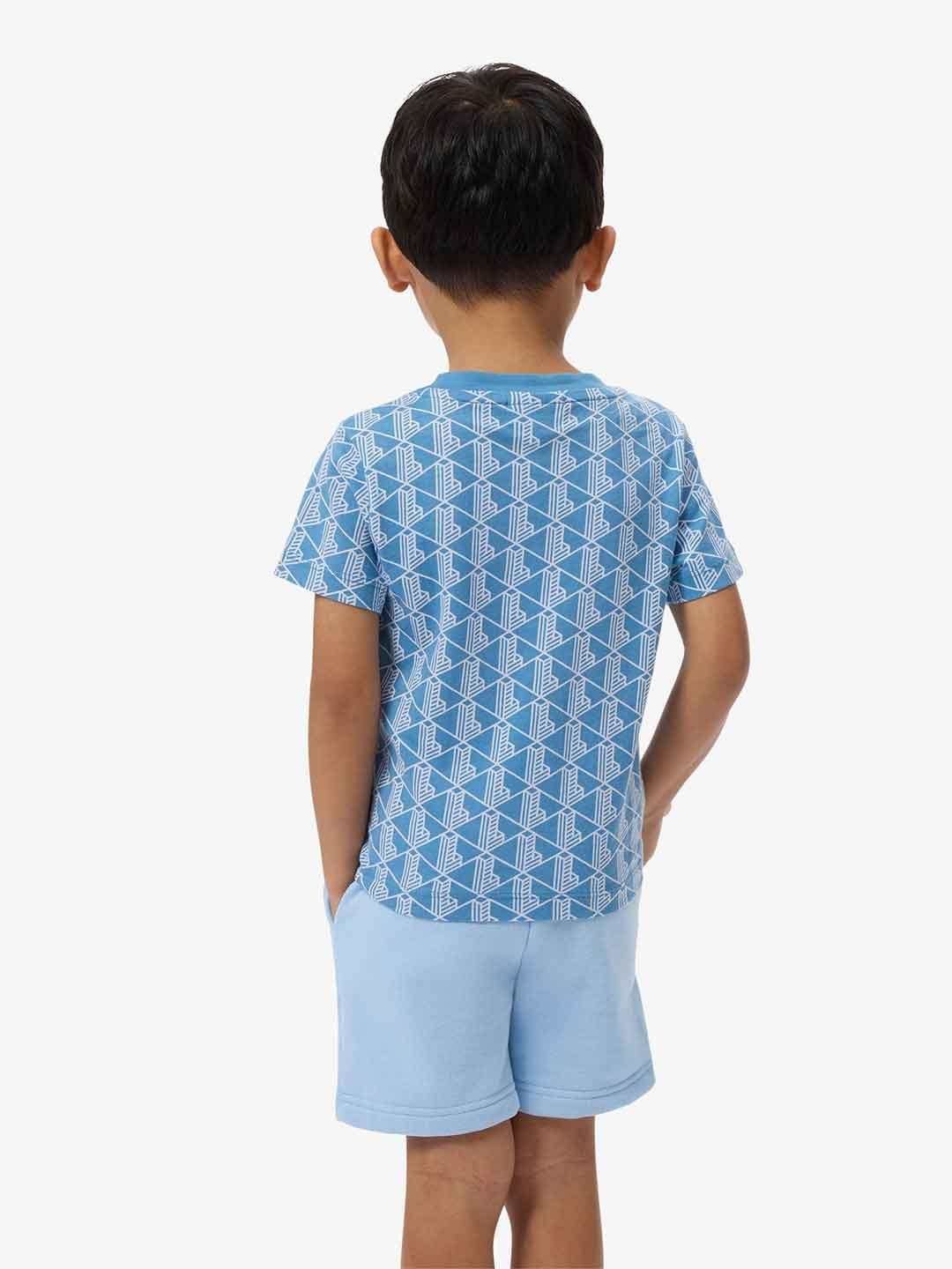 Lacoste t-shirt kids celeste multilogo
