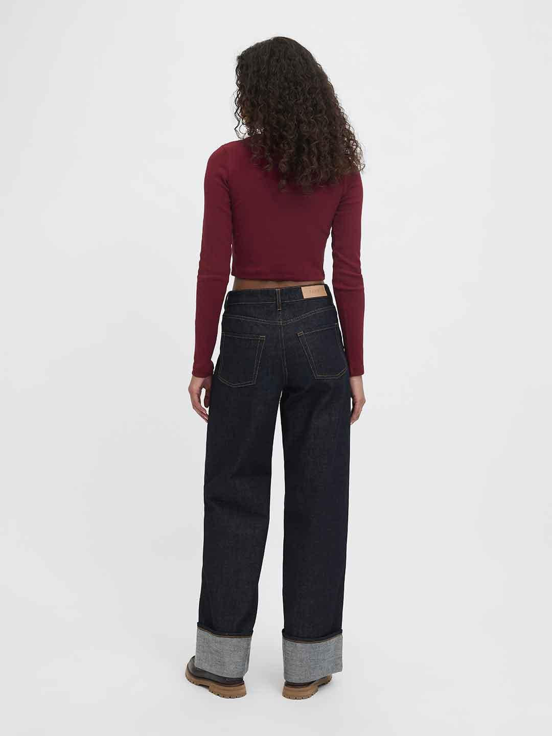 JJXX Feline t-shirt bordeaux manica lunga