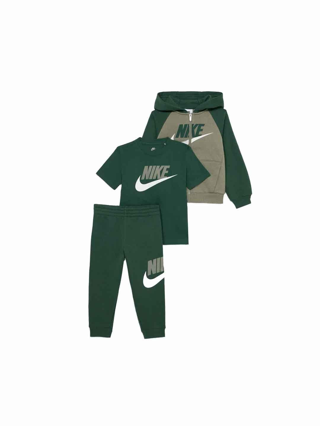 Nike coordinato kids verde 3 pezzi con zip