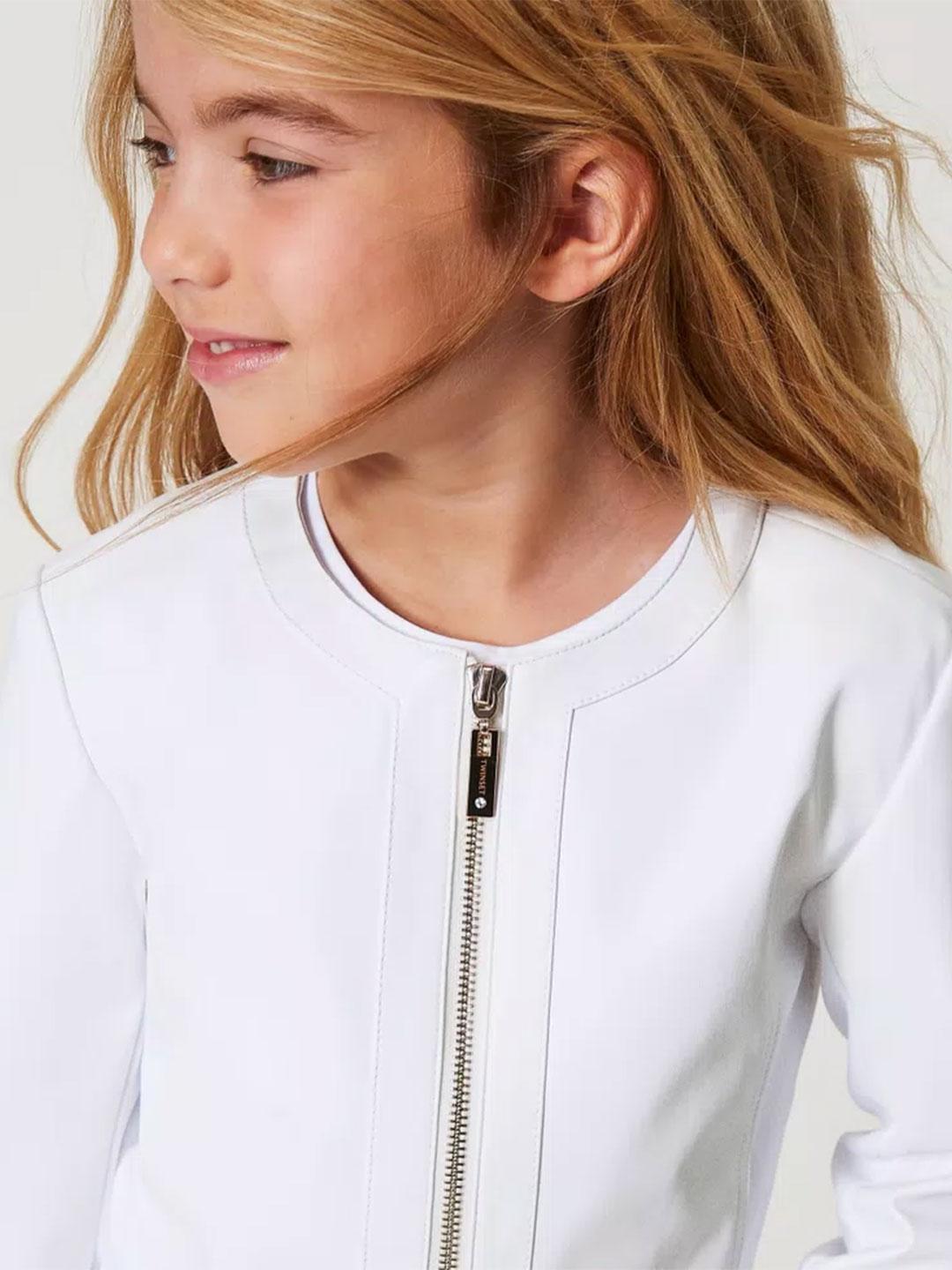 Twinset t-giubbino kids bianco effetto pelle