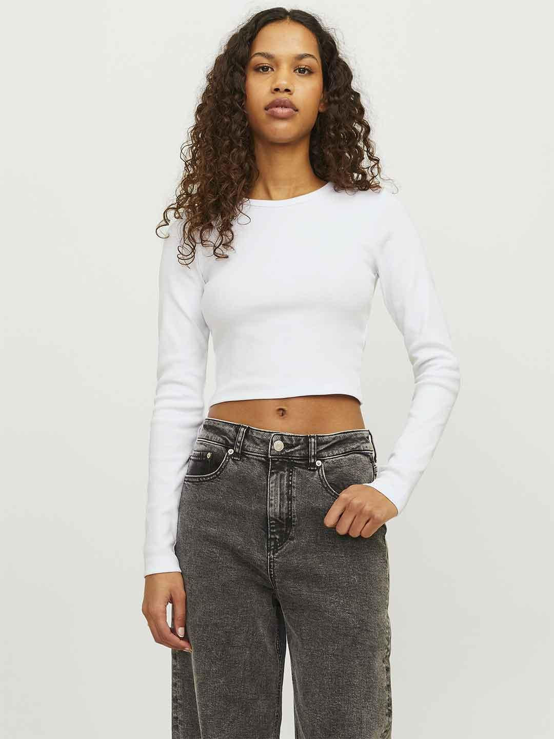 JJXX Feline t-shirt bianco manica lunga