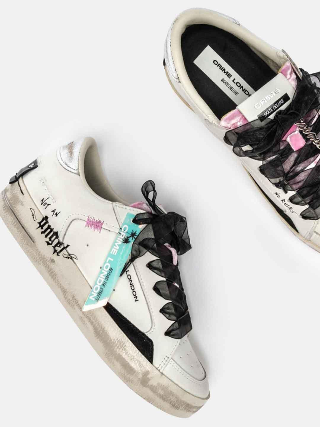 Crime Sk8 Deluxe sneakers bianco con tab argento