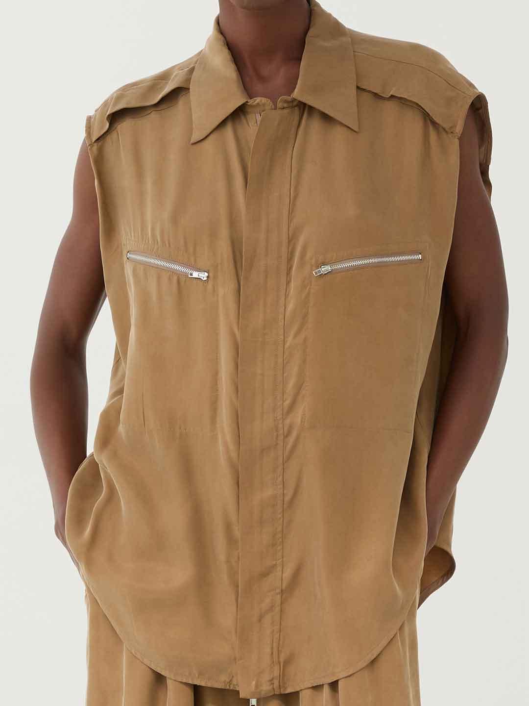 Eleh gilet beige con zip
