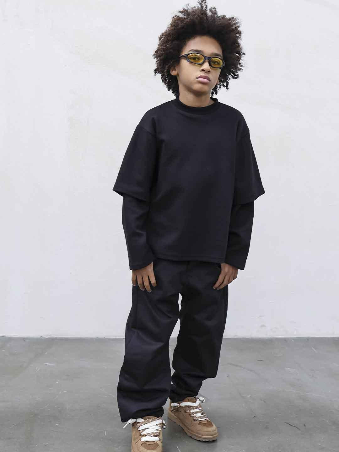 Present Day t-shirt kids nero manica lunga