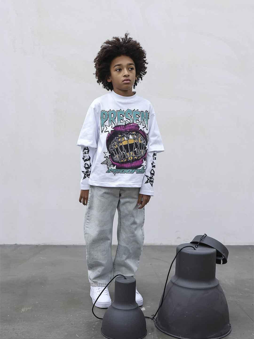 Present Day t-shirt kids bianco con stampa