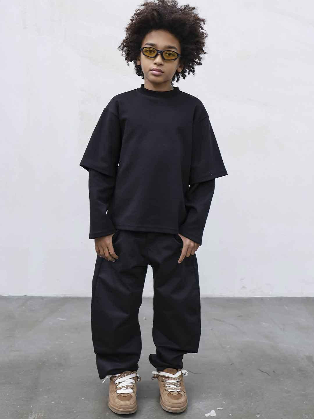 Present Day t-shirt kids nero manica lunga