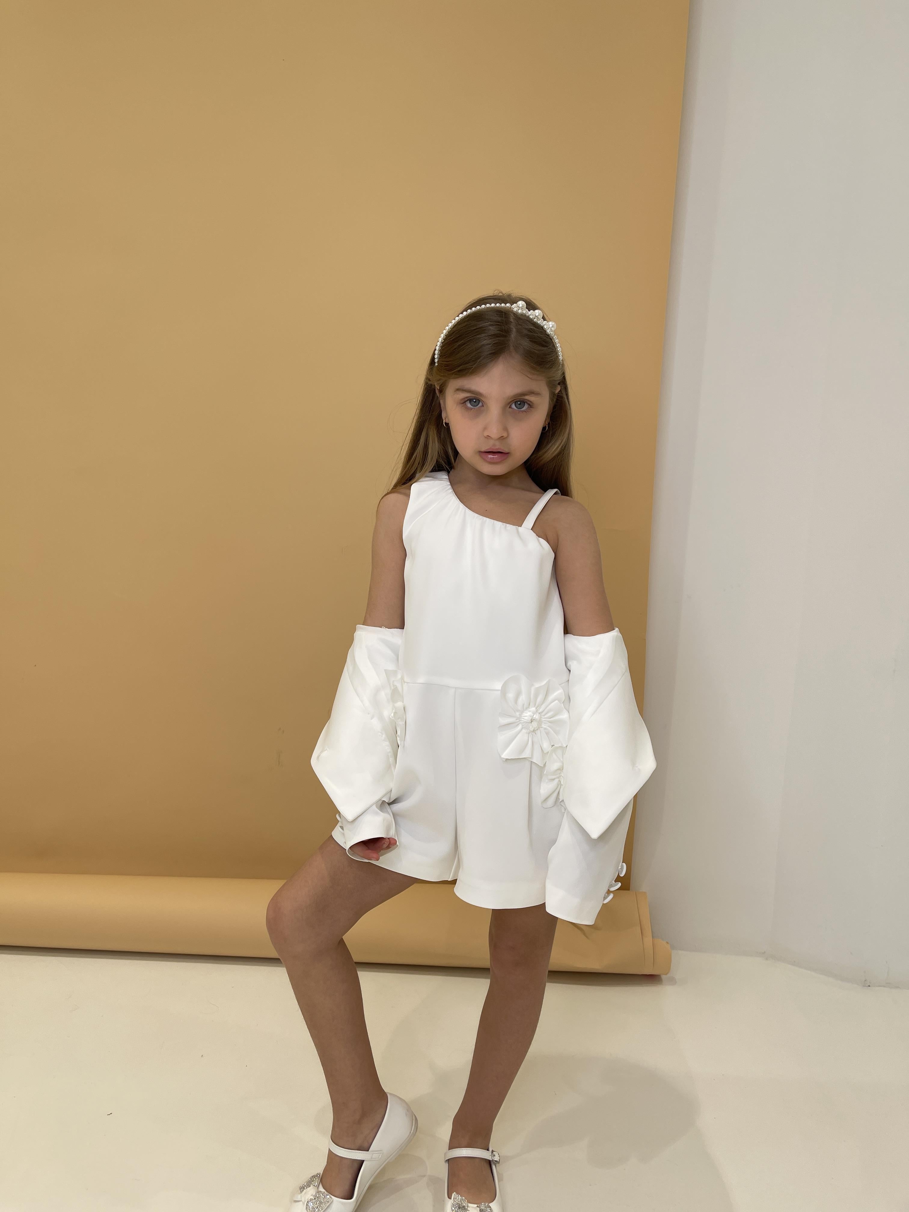 Fun & Fun tuta kids bianco con fiori