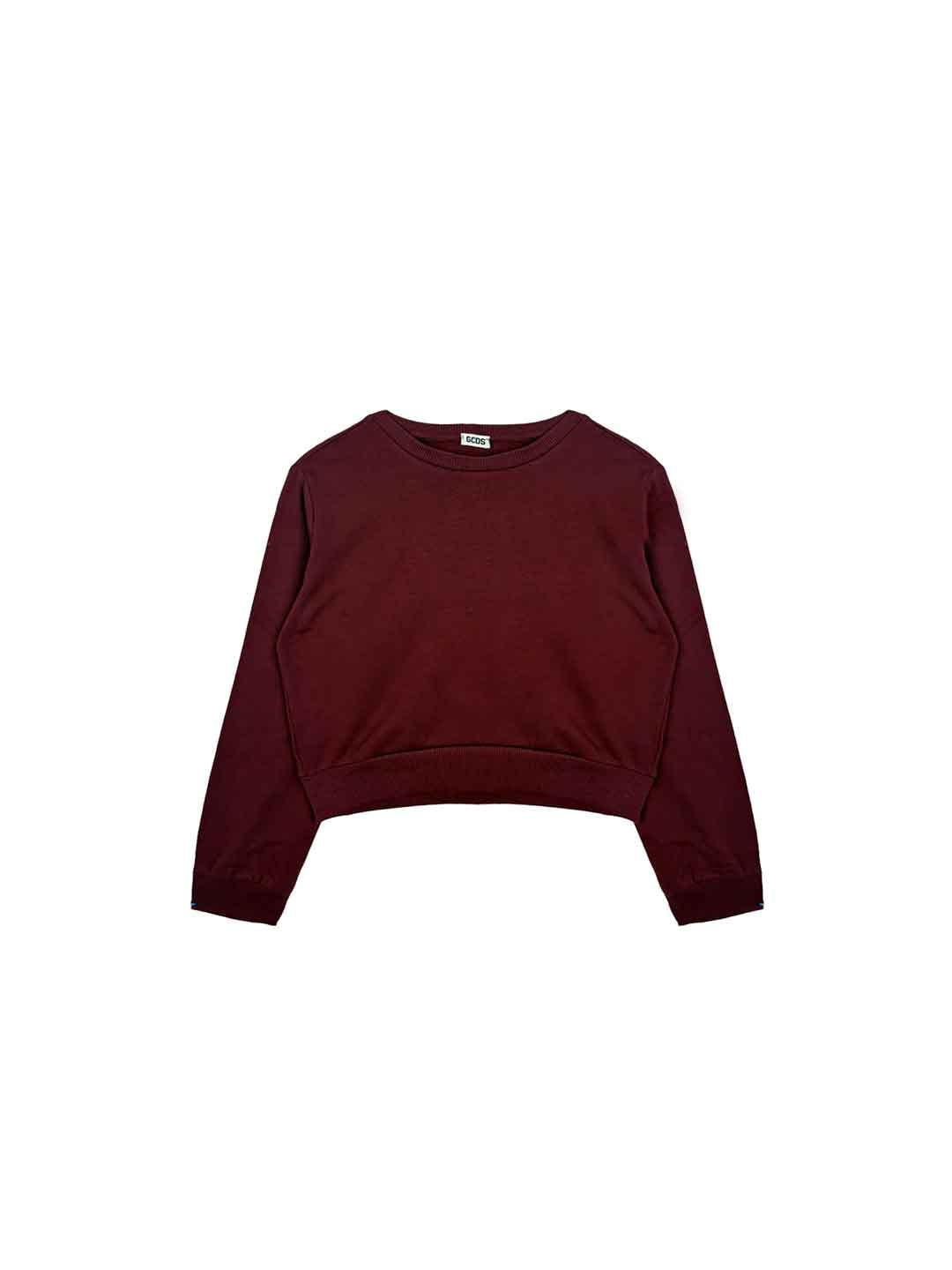 GCDS felpa kids bordeaux girocollo crop