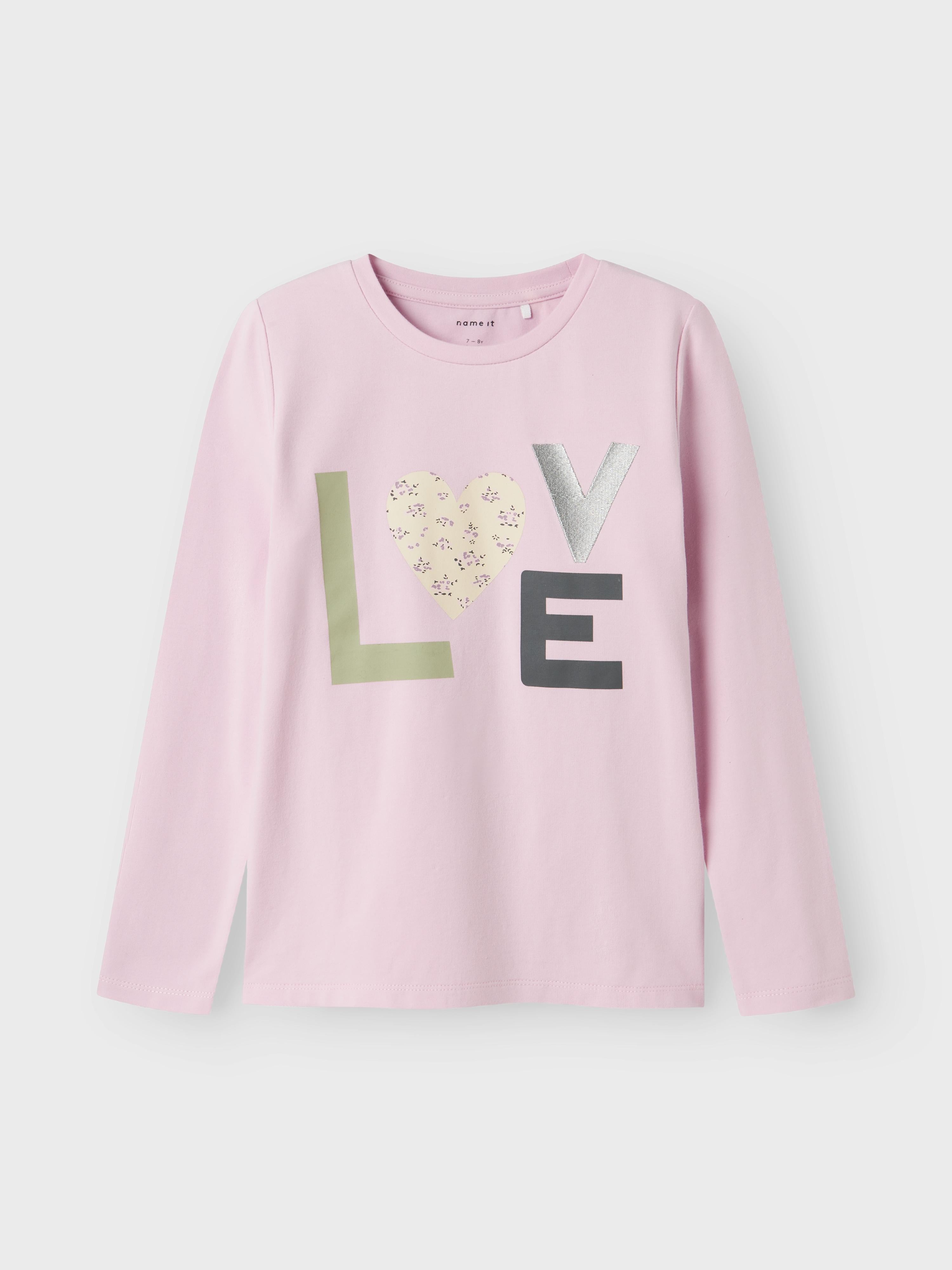 Name It maglia kids rosa maniche lunghe con stampa Love