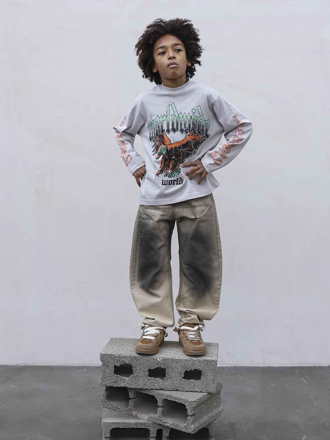Present Day t-shirt kids bianco con grafica aquila