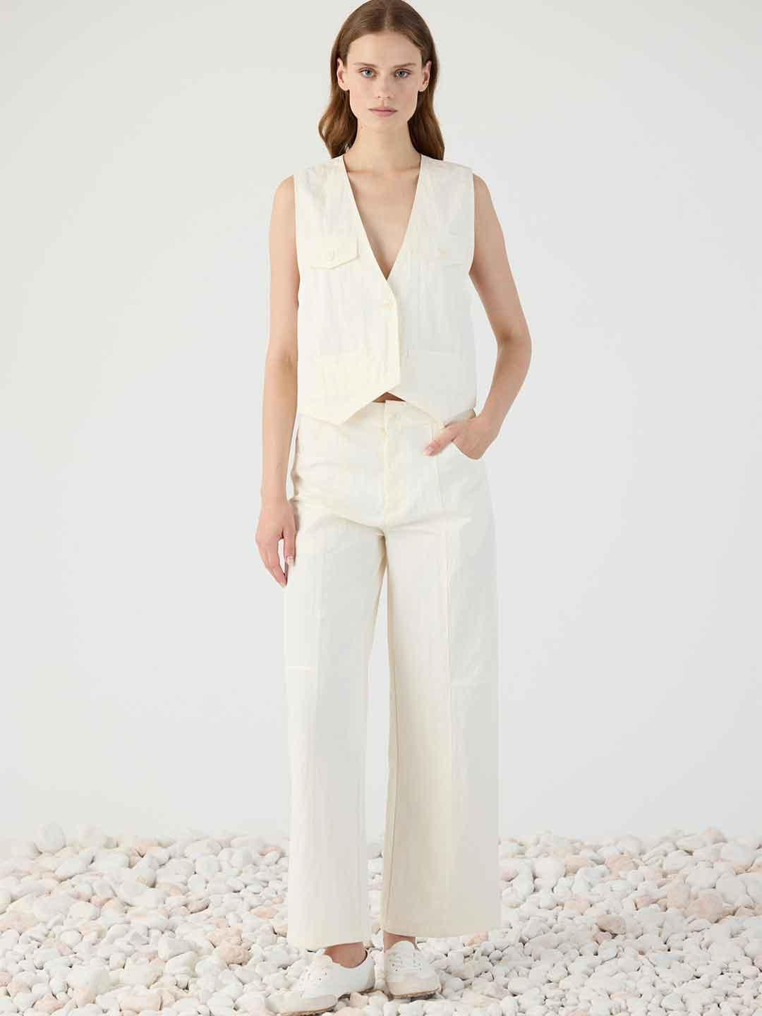 Eleh gilet panna con taschini