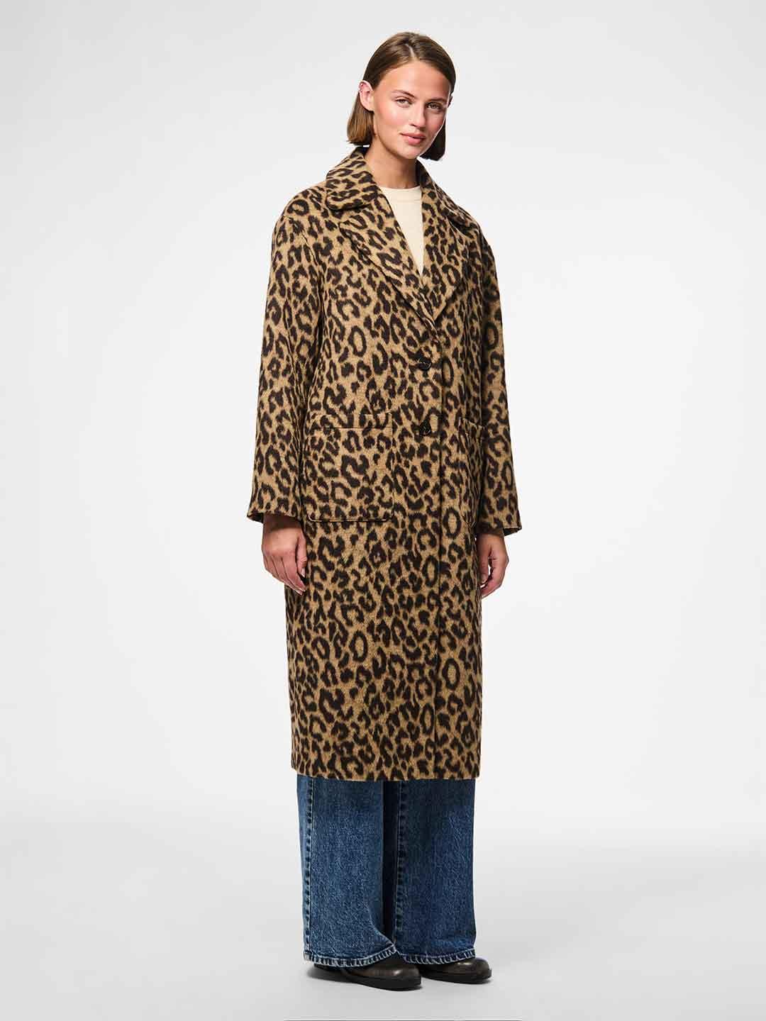 Pieces cappotto maculato lungo