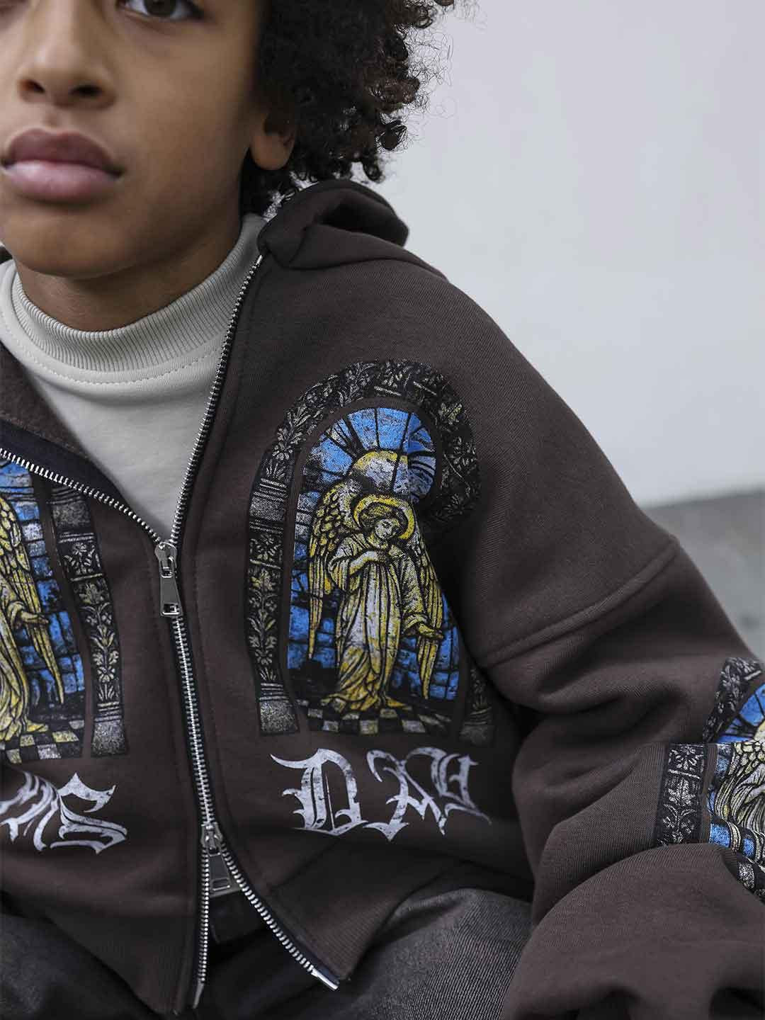 Present Day felpa kids marrone con zip