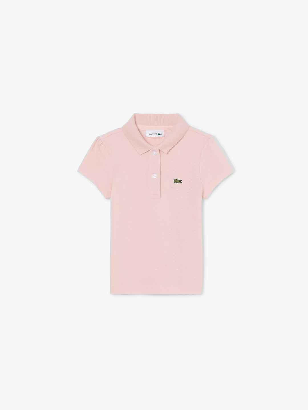 Lacoste t-shirt kids rosa con colletto ondulato