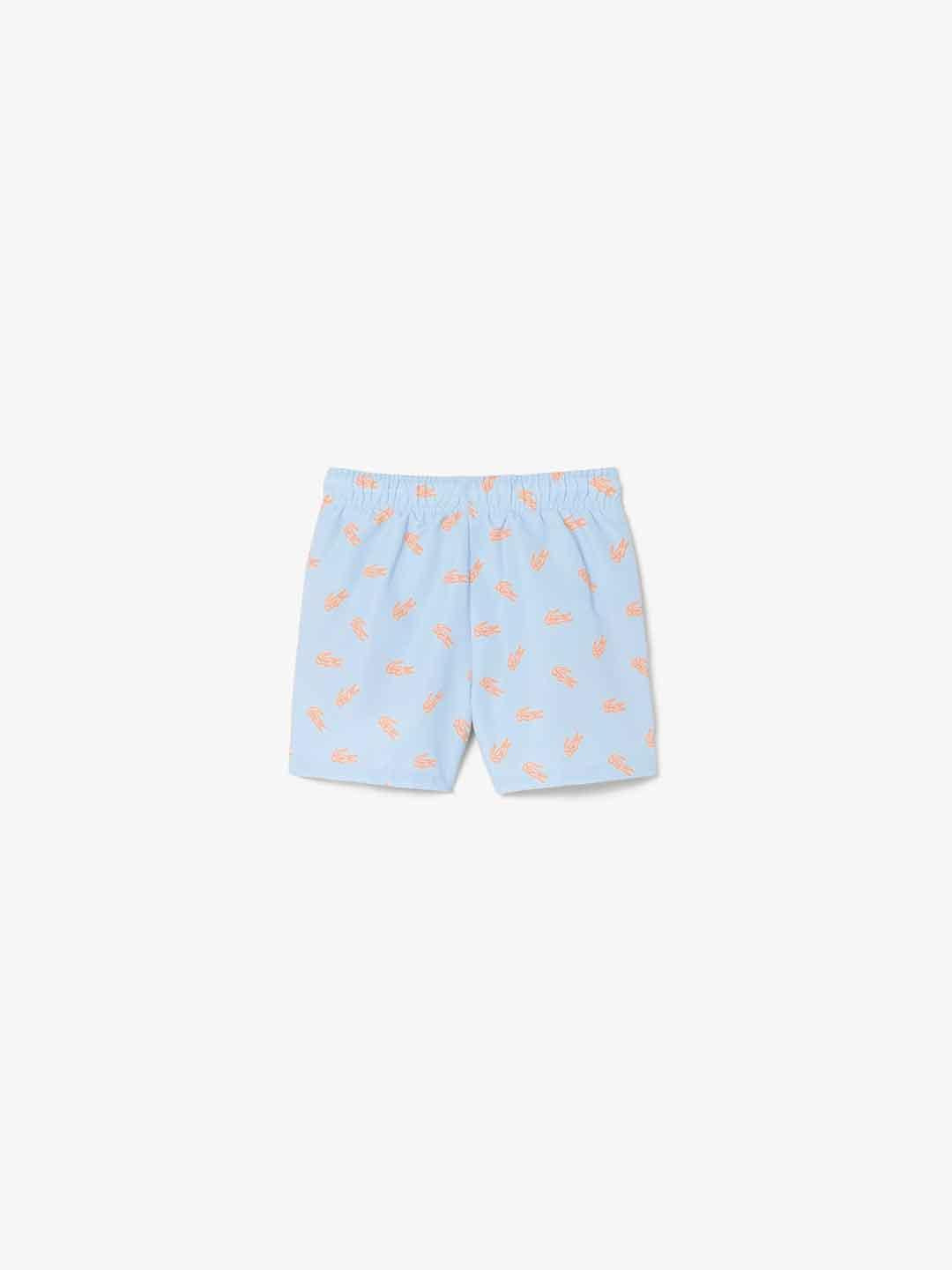 Lacoste costume kids celeste con logo arancio