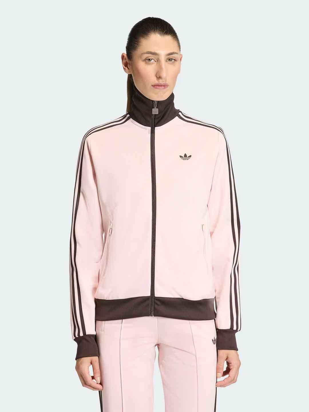 Adidas felpa rosa con bande marrone
