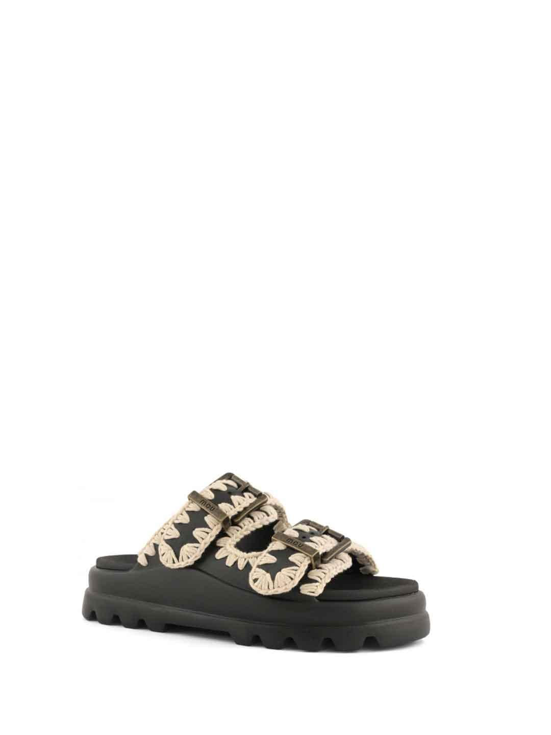 Mou Eva Slide Two Buckles sandali nero