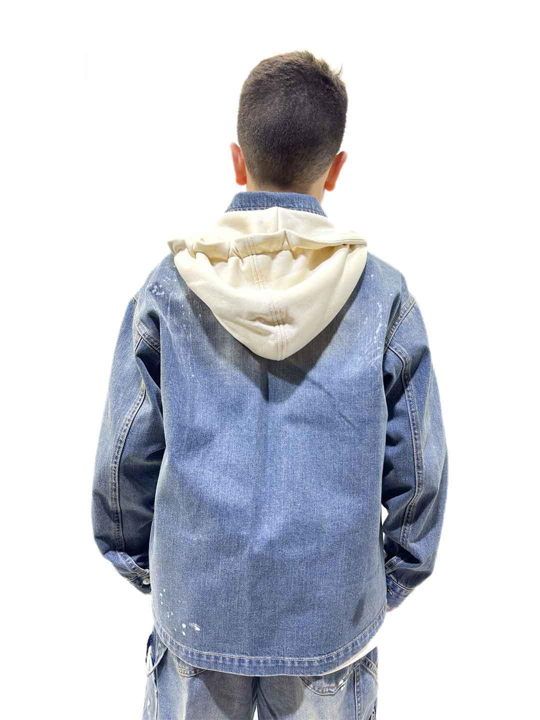Yes London camicia kids in jeans con cappuccio