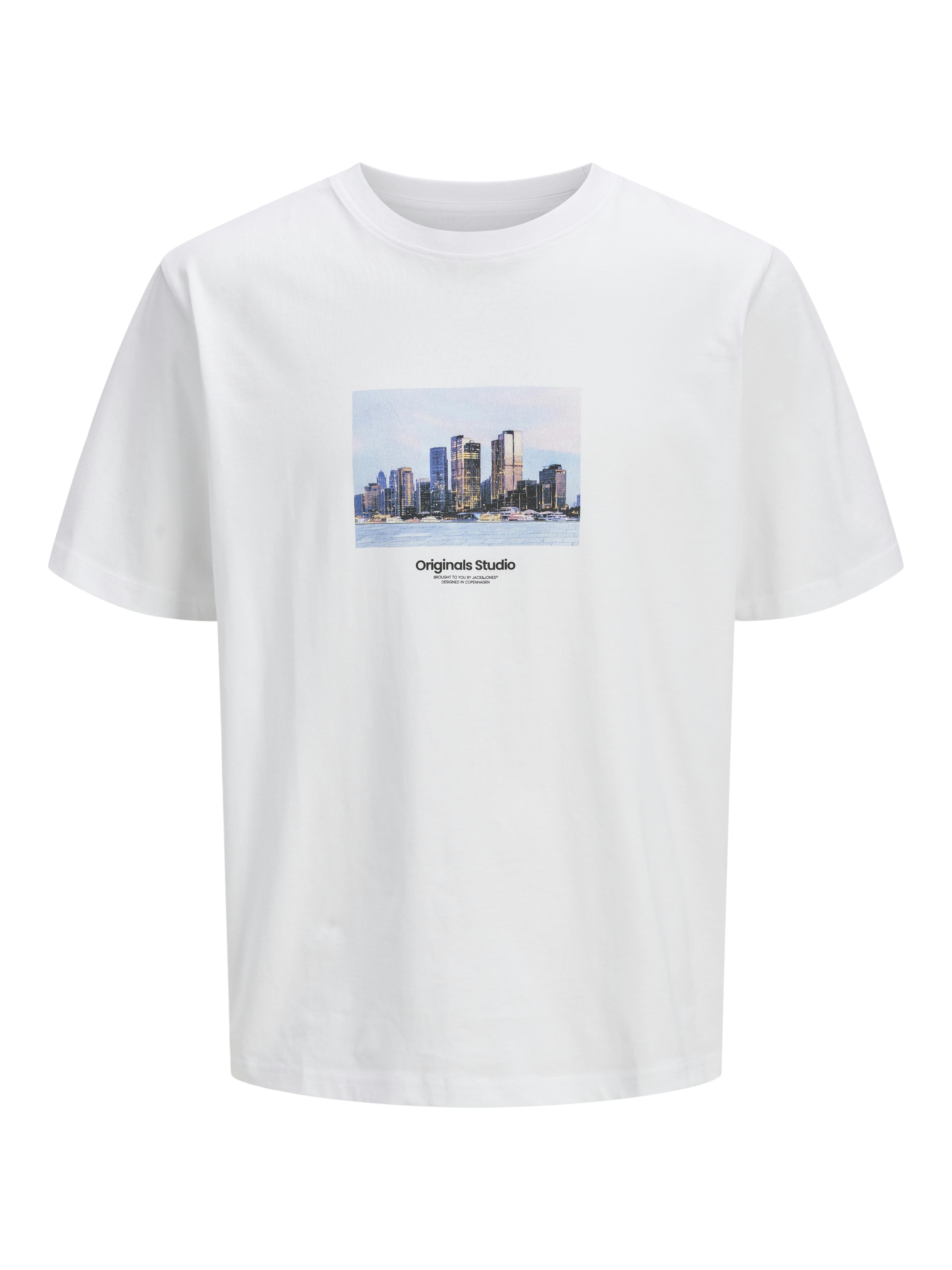 Jack & Jones t-shirt bianco con grafica grattacieli