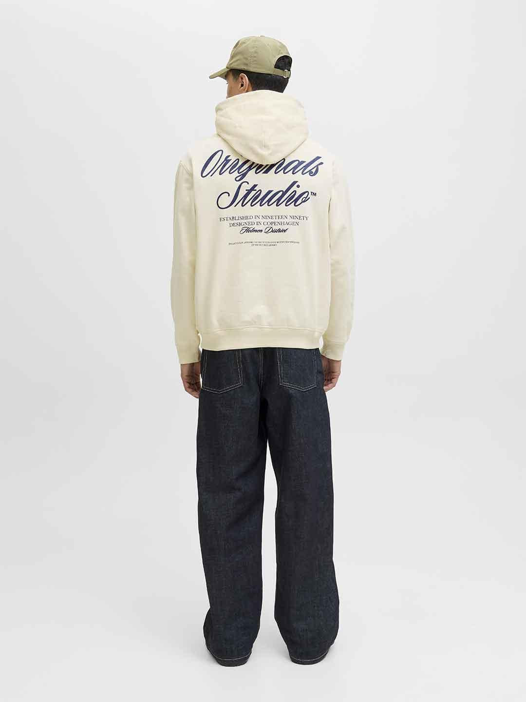 Jack & Jones felpa panna con cappuccio