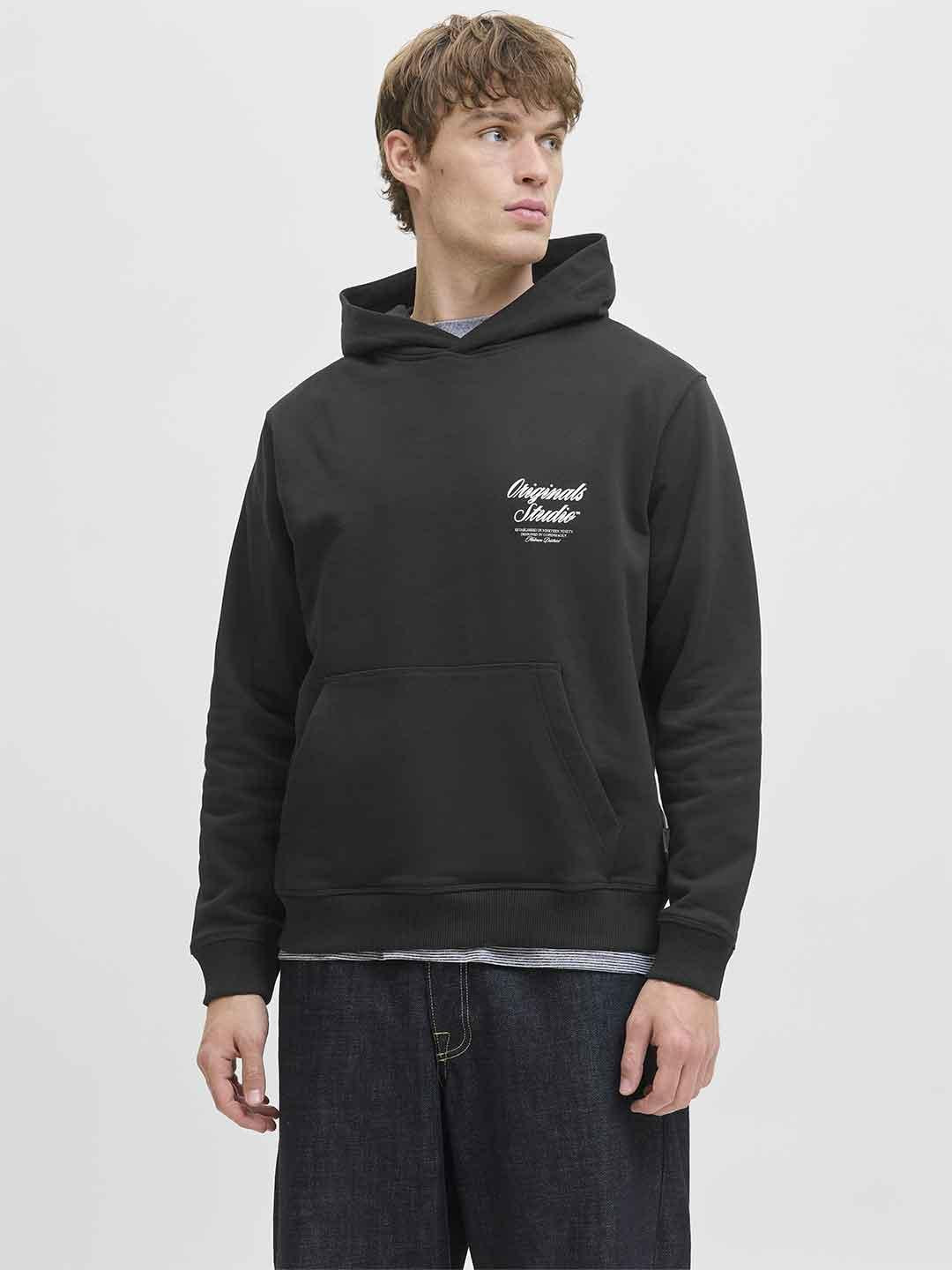 Jack & Jones felpa nero con cappuccio