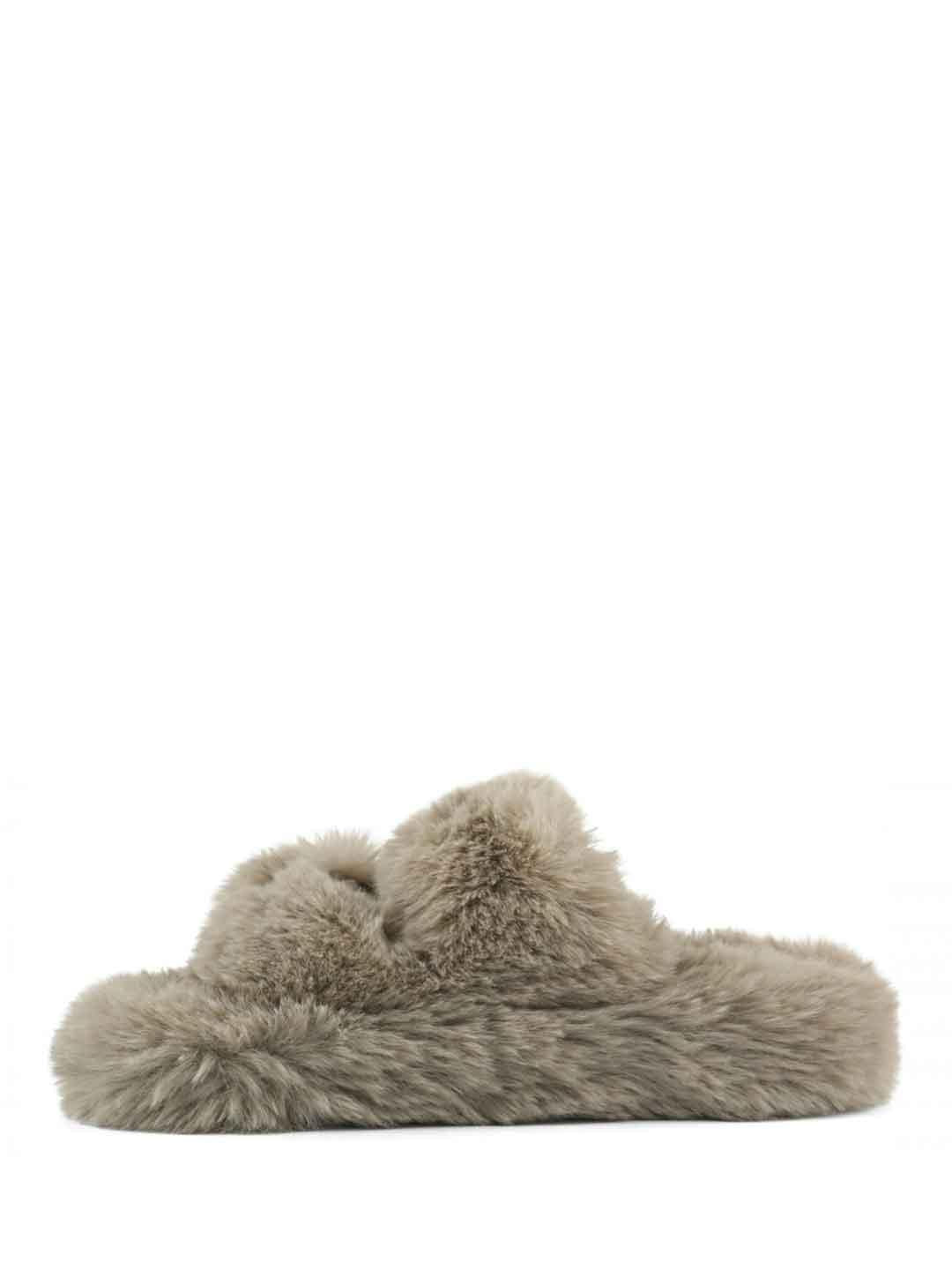 Colors Of California sandali beige con pelliccia