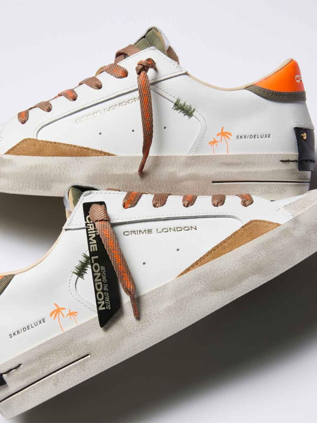 Crime SK8 Deluxe sneakers bianco e arancio