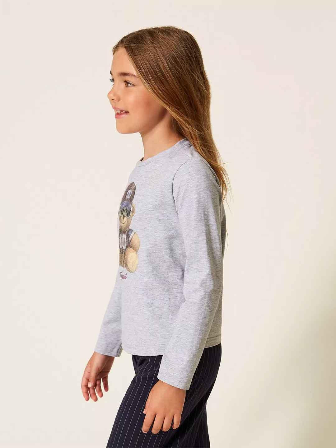 Twinset t-shirt kids grigio con stampa teddy