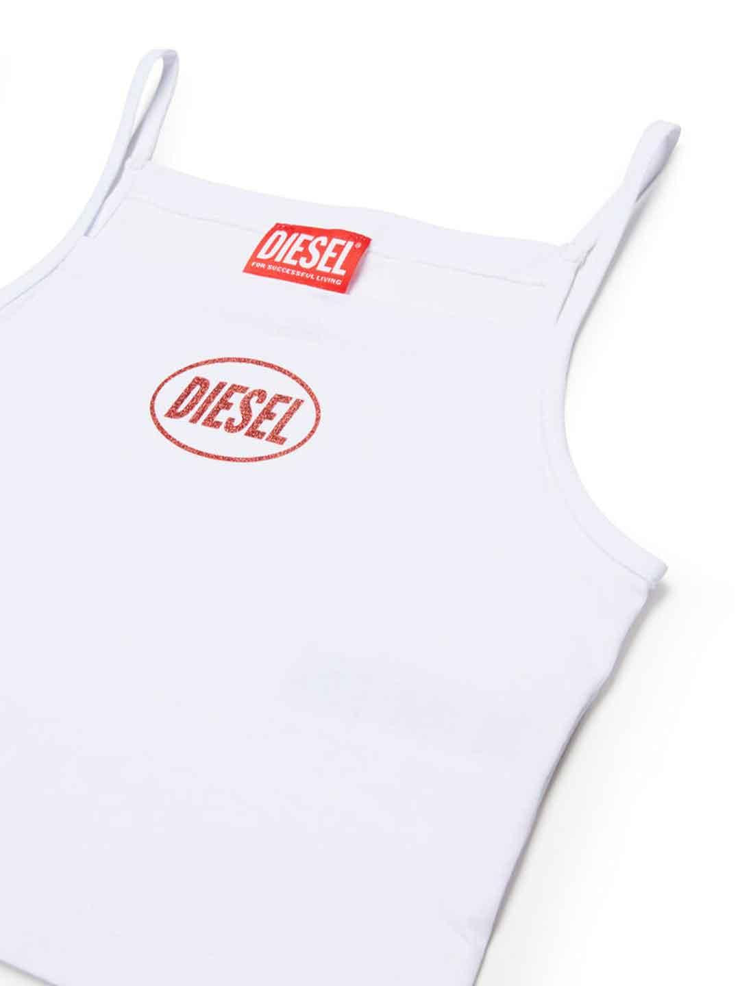 Diesel Tedim top bianco con logo rosso
