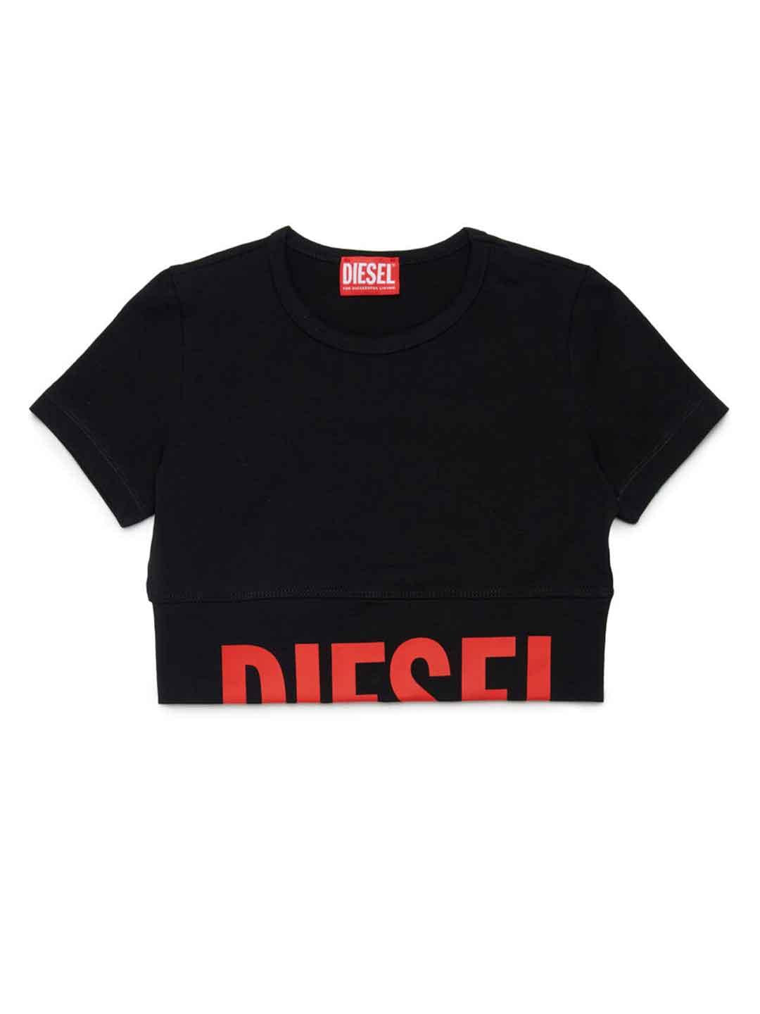 Diesel Tcefy t-shirt nero con logo rosso