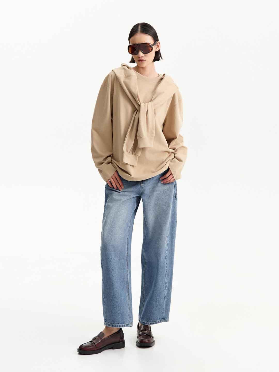 Eleh felpa beige con manica sulle spalle