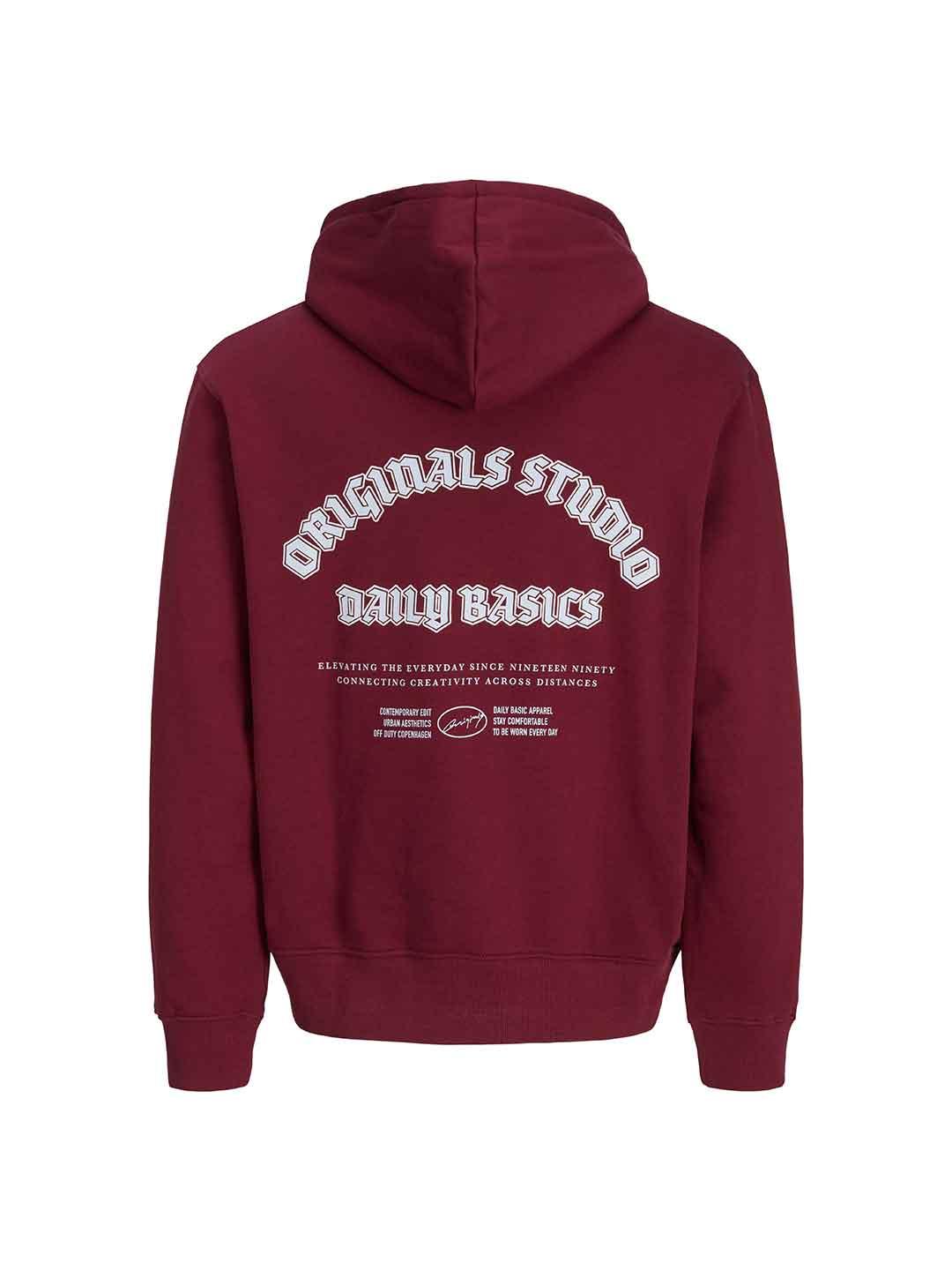 Jack & Jones felpa bordeaux con cappuccio