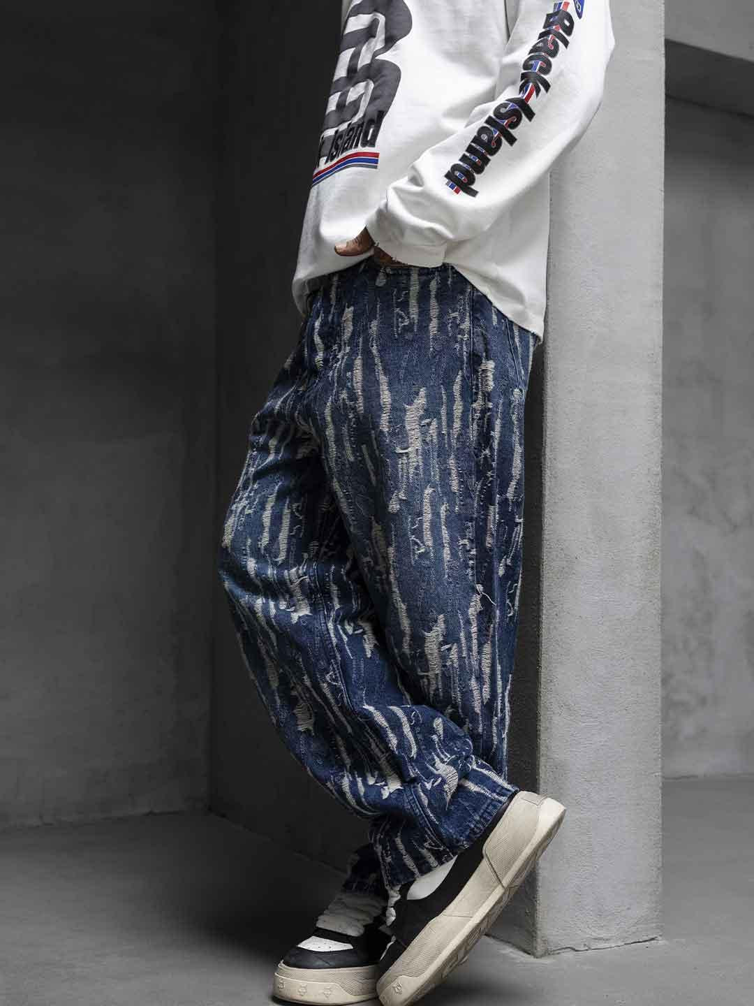 Black Island jeans celeste con strappi