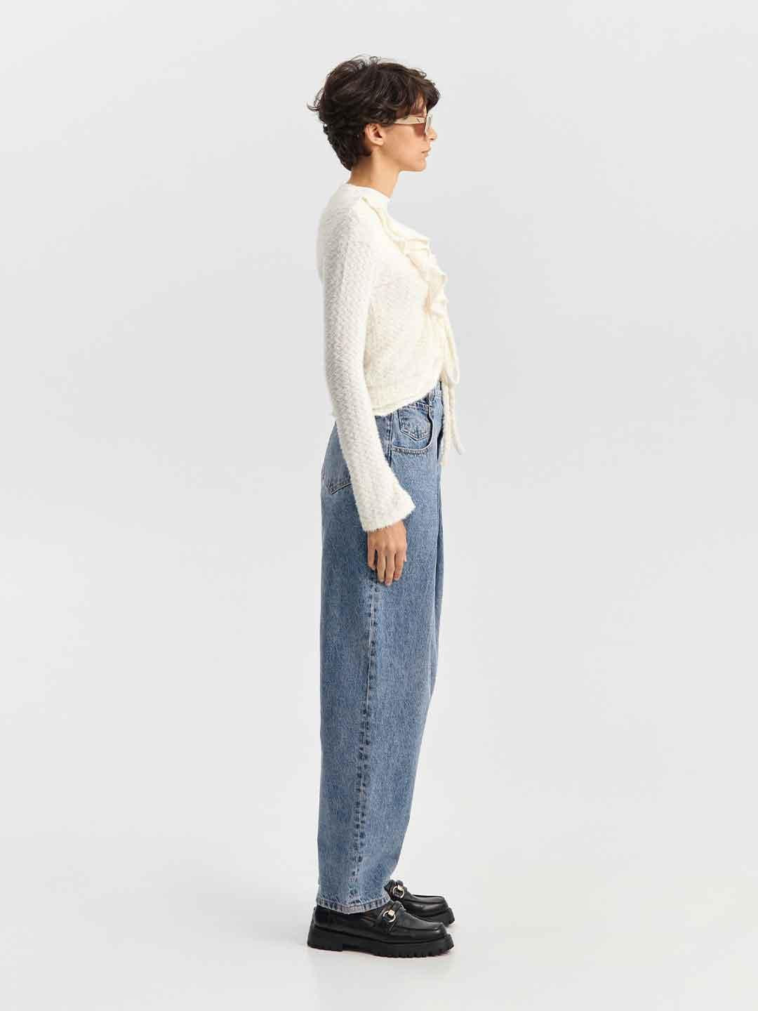 Eleh cardigan panna con lacci